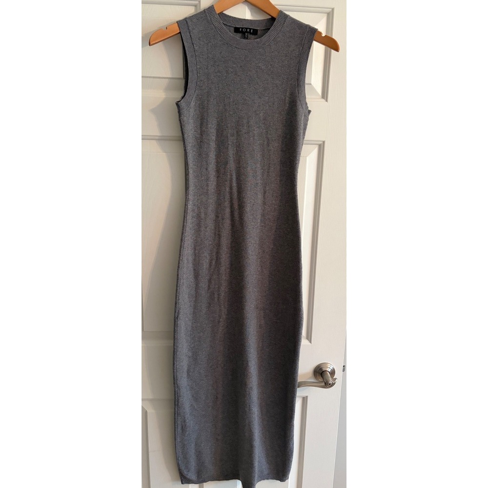 FORE Women Gray Sleeveless Knit Crew Neck Maxi Dress Heather Grey Size M